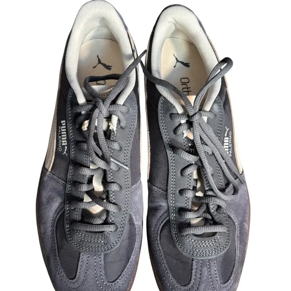 Puma Palermo Pop Sneakers‎ Gray Cream Suede Leather Retro Gum Sole US 9 EU 42